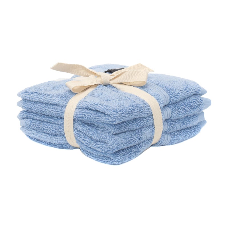 Mosobam Luxury Turkish Towels Set of 4 Washcloths 13X13 Allure Blue 700 GSM Bamboo Viscose & Aegean Turkish Combed Cotton - Image 2